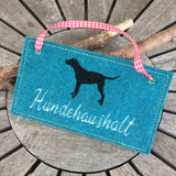 Hundeschild "Hundehaushalt" Stickdatei ITH 13x18  Hund Schild Schilder
