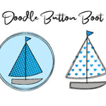 Stickdatei Doodle Button Boot - Rahmen ab 10 cm x 10 cm, Segelboot - Sewando