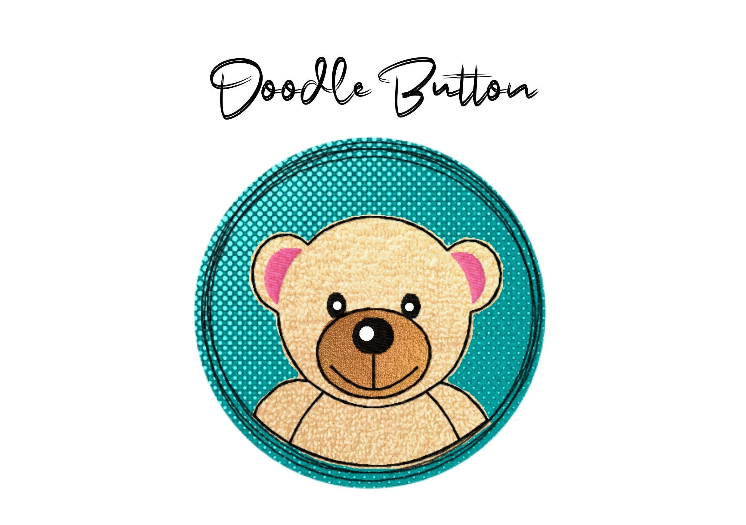 Stickdatei Doodle Button Bär - Rahmen ab 10 cm x 10 cm - Sewando
