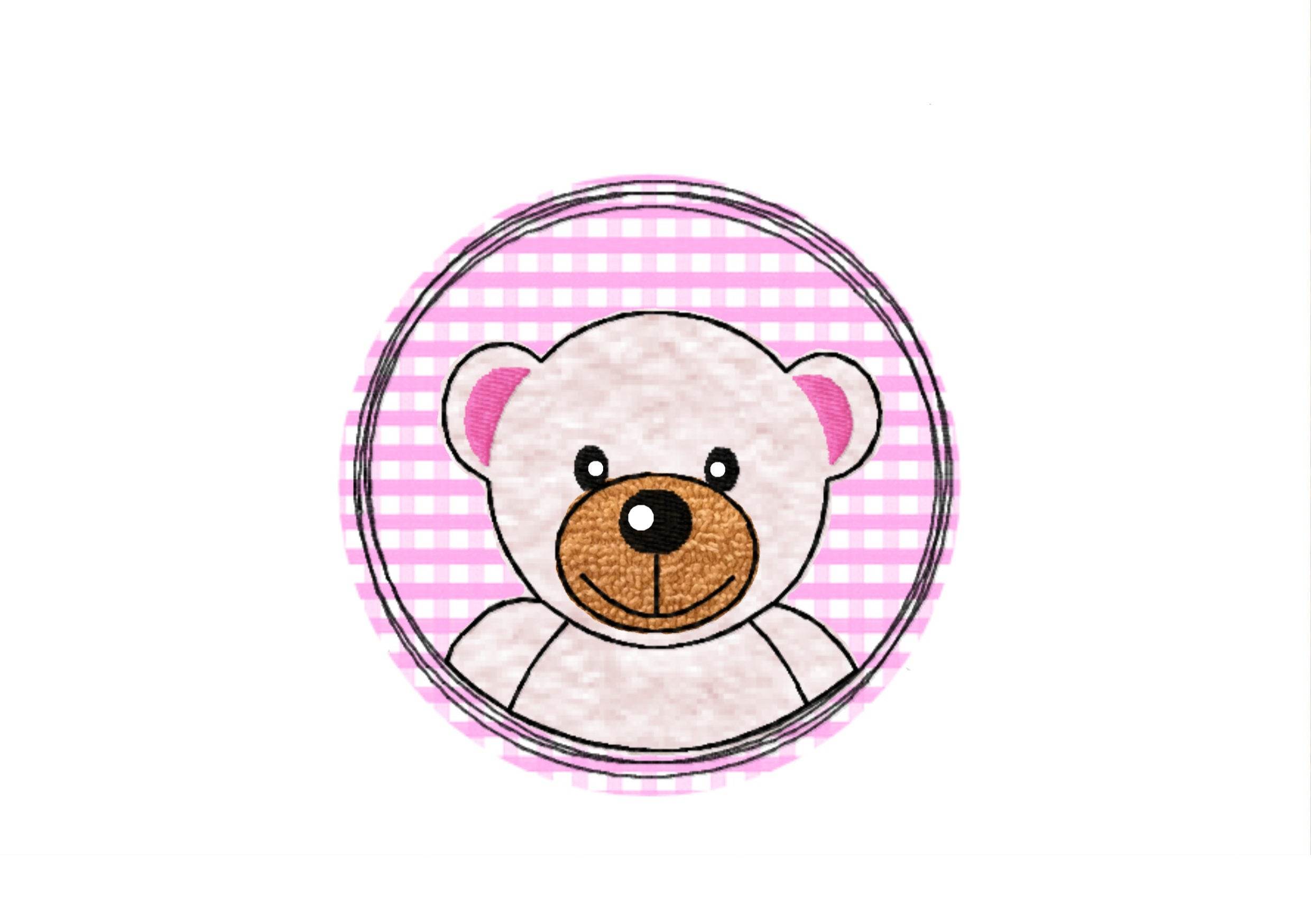 Stickdatei Doodle Button Bär - Rahmen ab 10 cm x 10 cm - Sewando