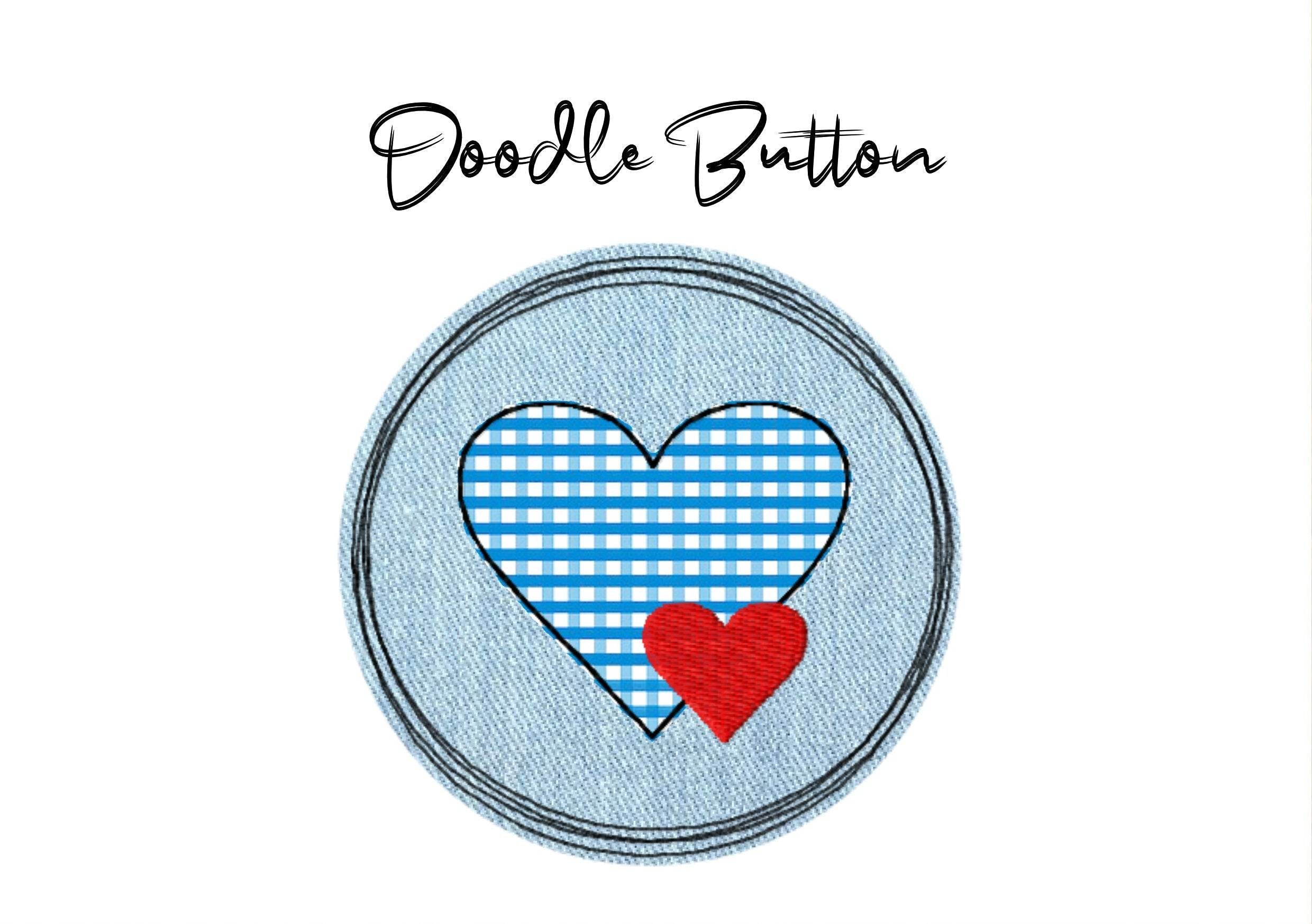Stickdatei Doodle Button Herz - Rahmen ab 10 cm x 10 cm - Sewando