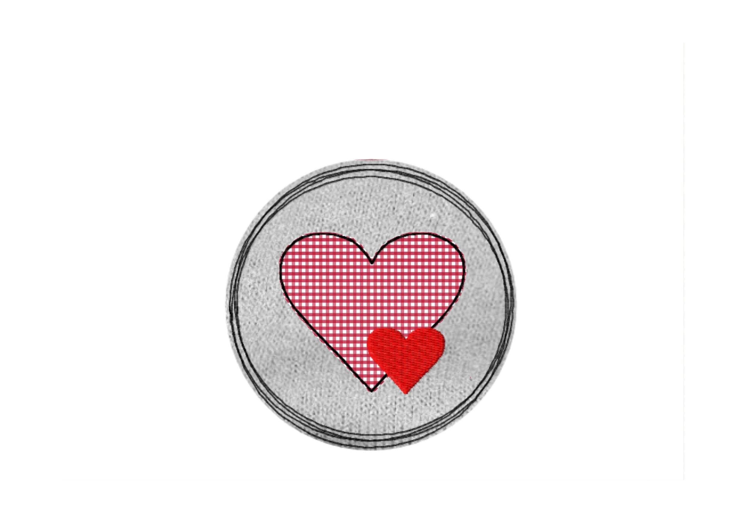 Stickdatei Doodle Button Herz - Rahmen ab 10 cm x 10 cm - Sewando