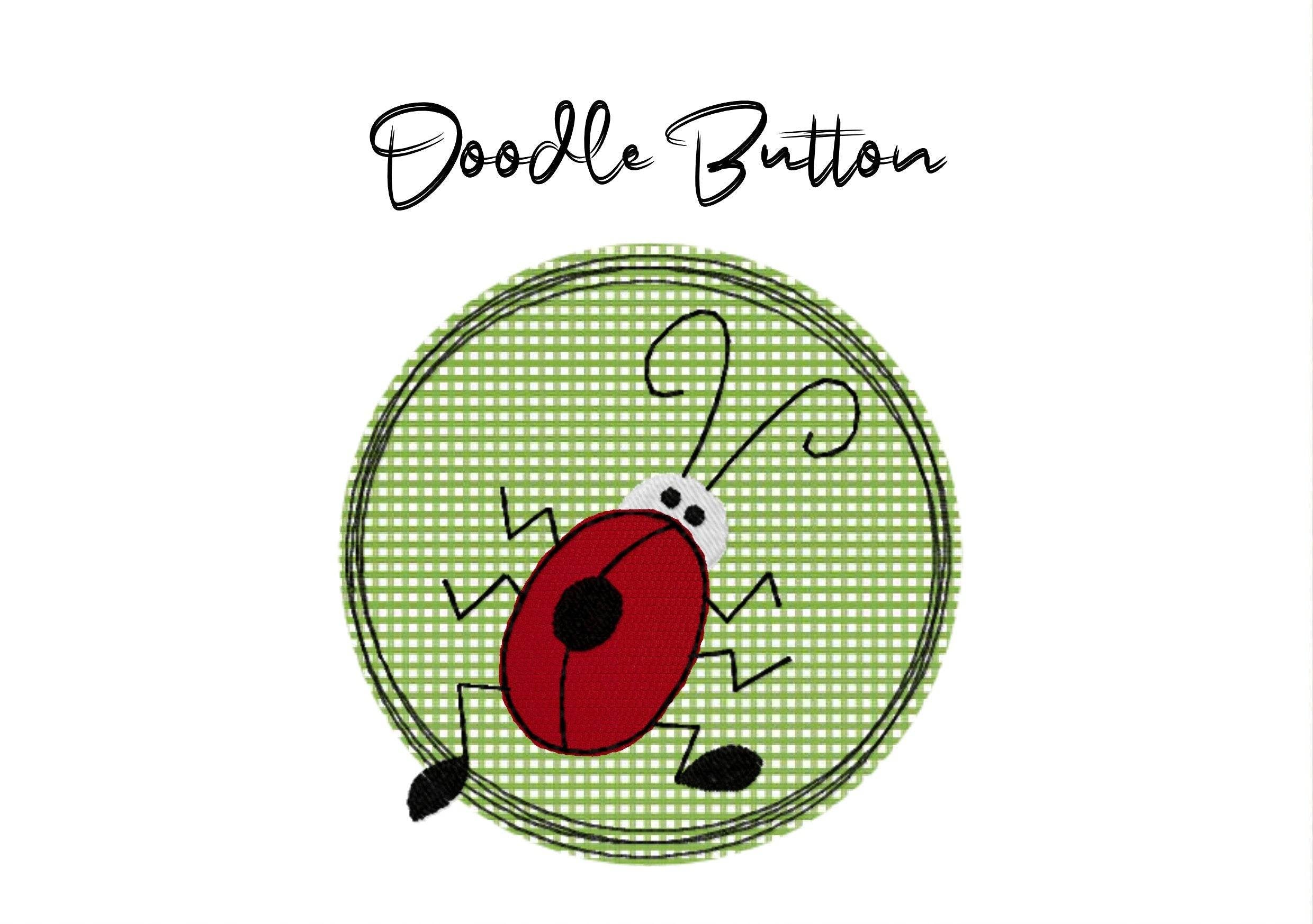 Stickdatei Doodle Button Marienkäfer - Rahmen ab 10 cm x 10 cm, Stickmuster, Applikation, Käfer, Kreis, Redwork - Sewando