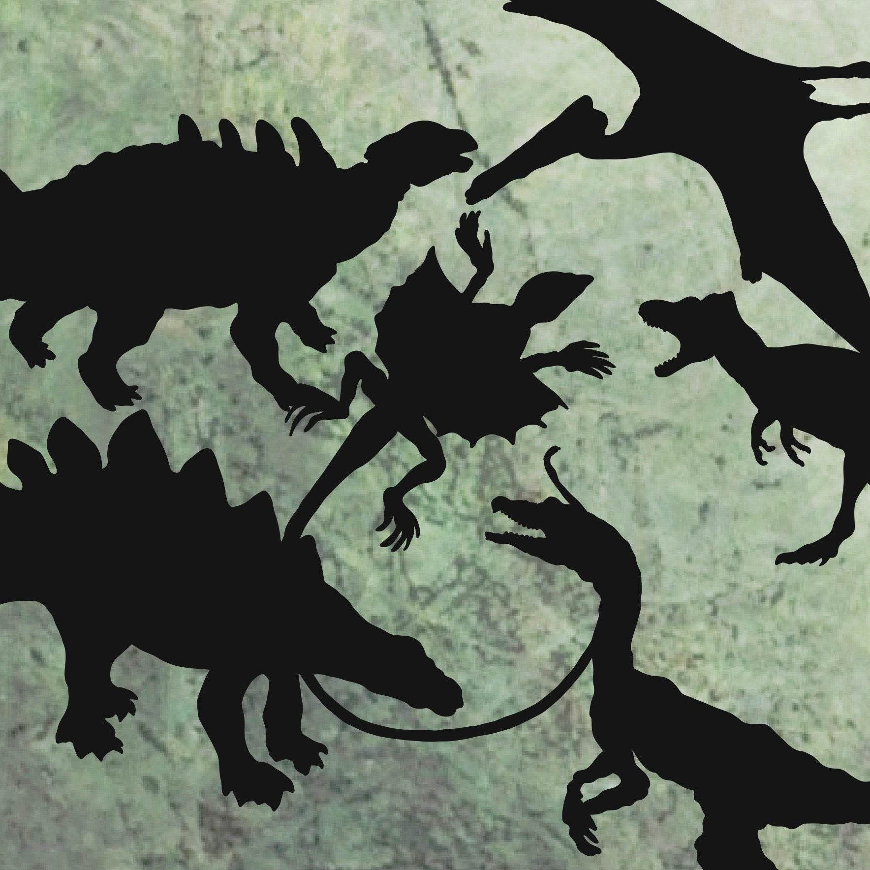 DINO POWER Dinosaurier Silhouetten, Plotter und Laser-Datei als SVG und DXF - Sewando