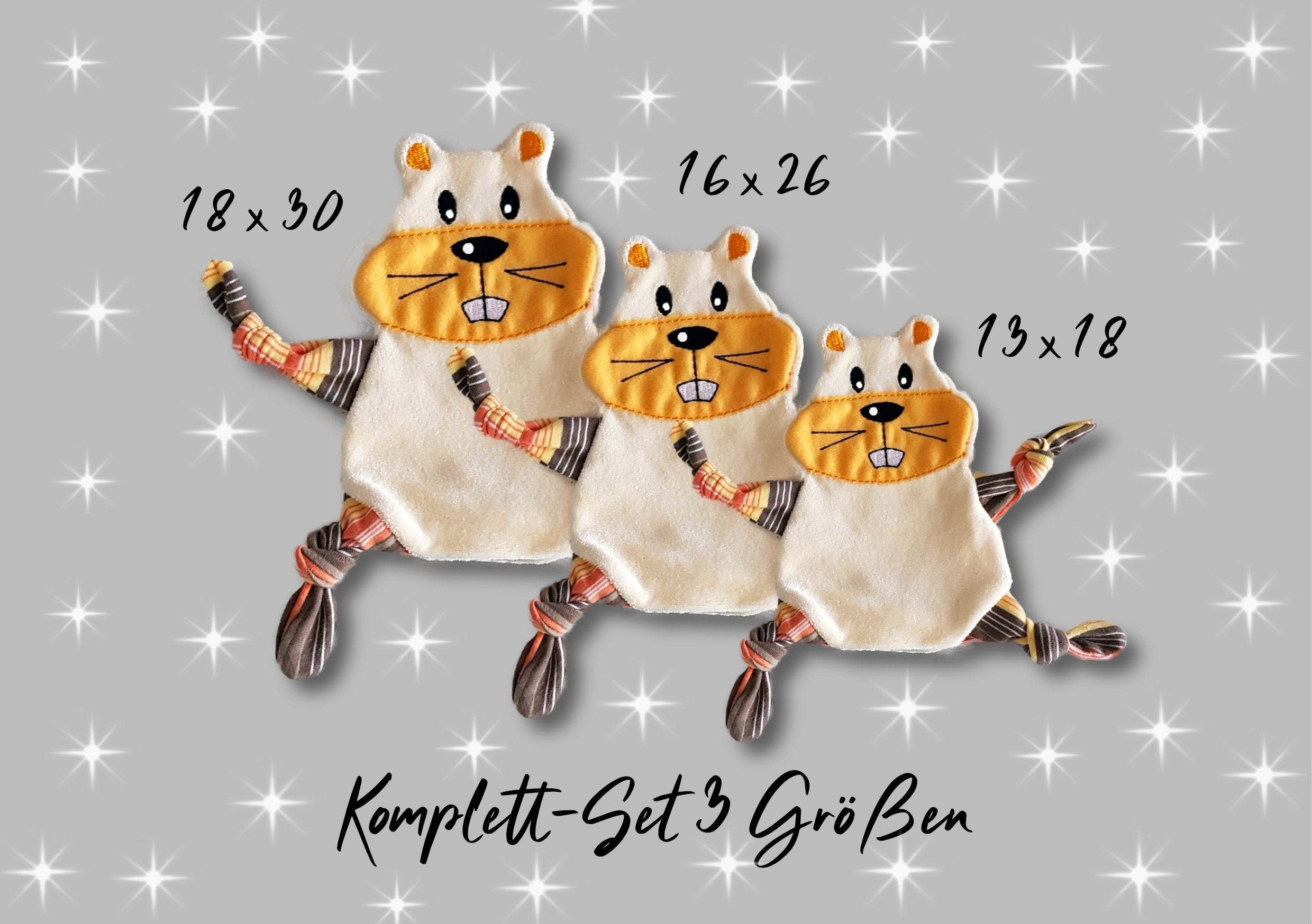 Stickdatei Hamster Kuscheltuch ITH in drei Größen, Baby, Schmusetuch, Kuscheltier - Sewando