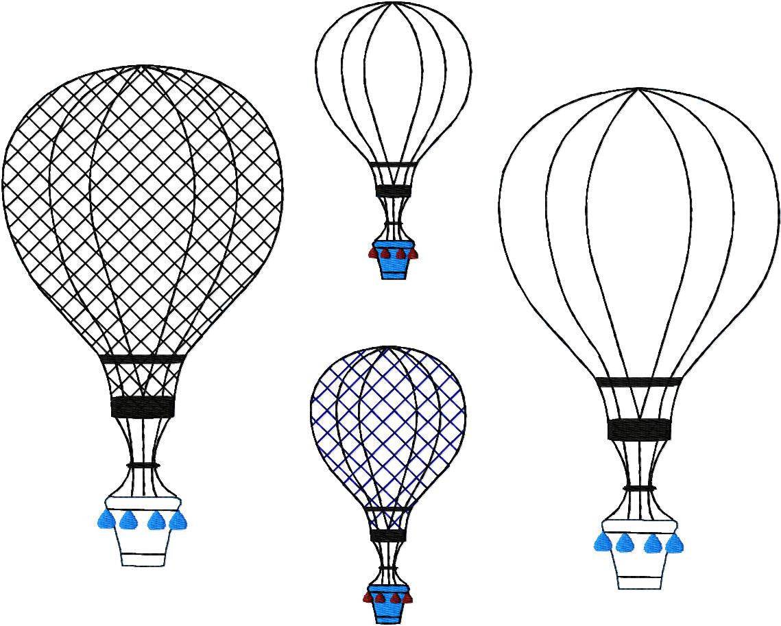 Stickdatei Heißluftballon 2 Größen und Varianten, Applikation - Sewando
