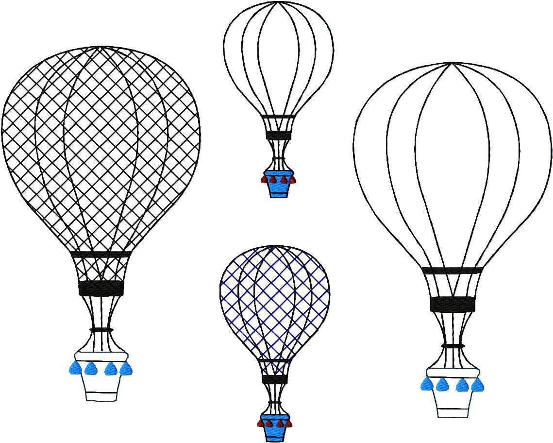 Stickdatei Heißluftballon 2 Größen und Varianten, Applikation - Sewando