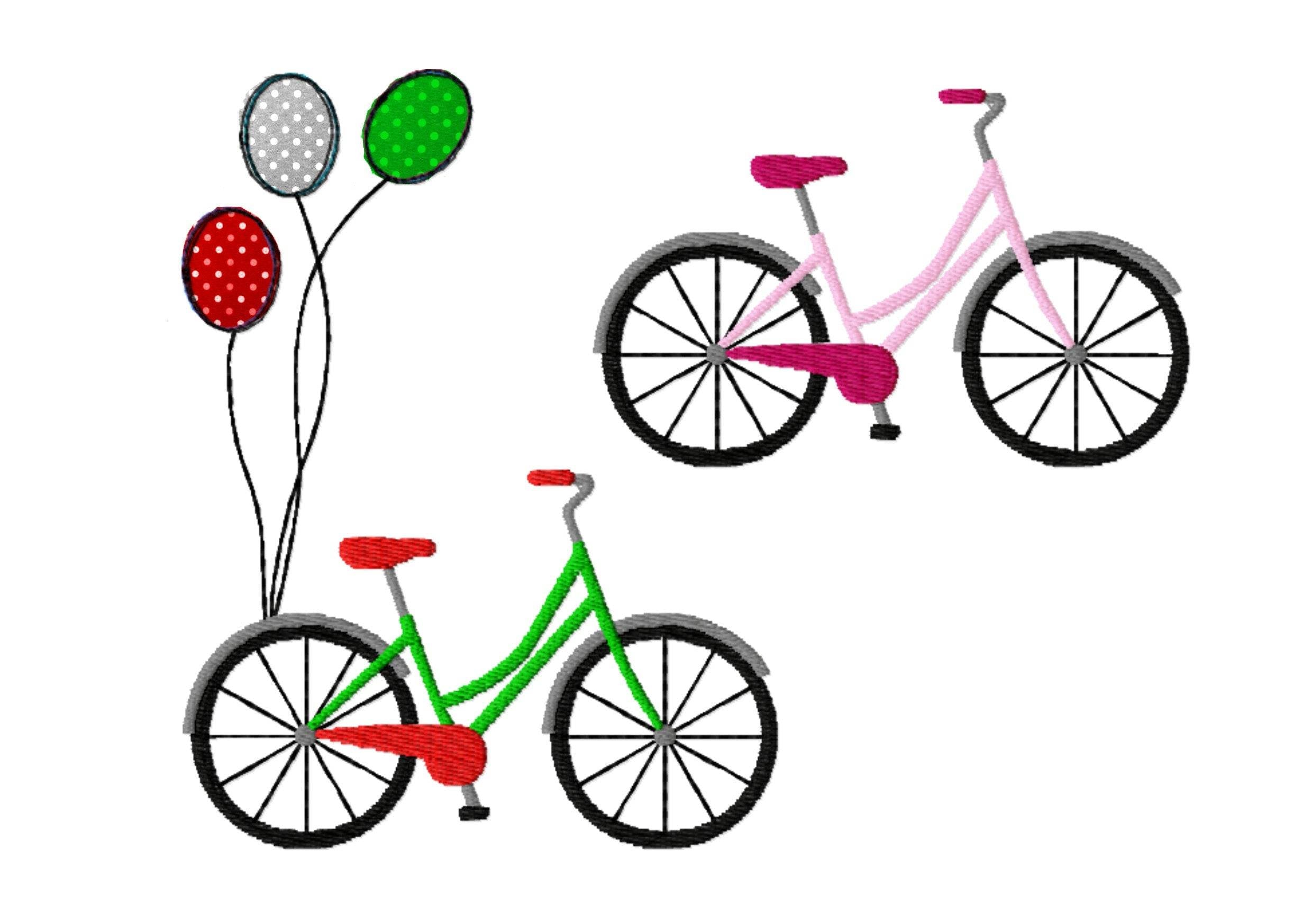Stickdatei Fahrrad mit Ballon und solo, Doodle - Sewando