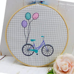 Stickdatei Fahrrad mit Ballon und solo, Doodle - Sewando