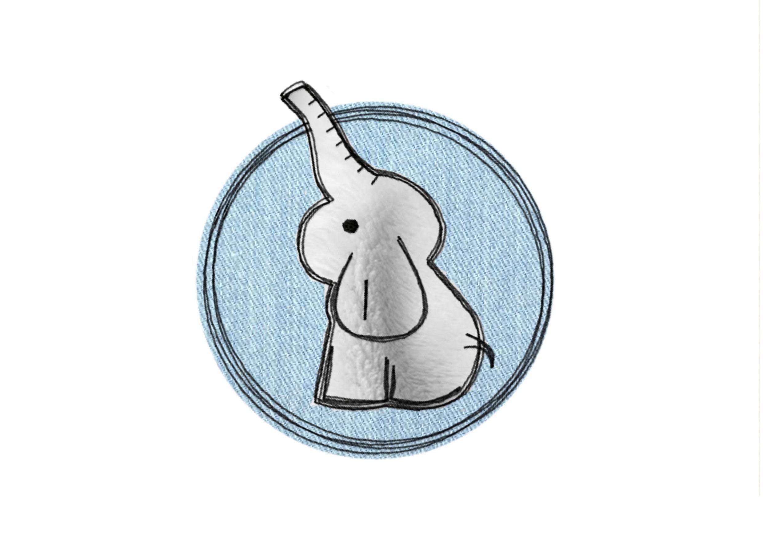 Stickdatei Doodle Button Elefant - Rahmen ab 10 cm x 10 cm, Redwork, Applikation, Aufnäher - Sewando