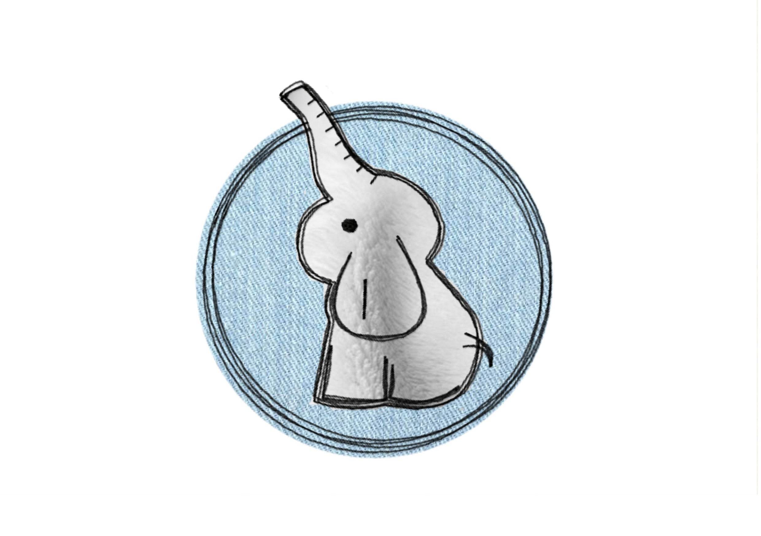 Stickdatei Doodle Button Elefant - Rahmen ab 10 cm x 10 cm, Redwork, Applikation, Aufnäher - Sewando