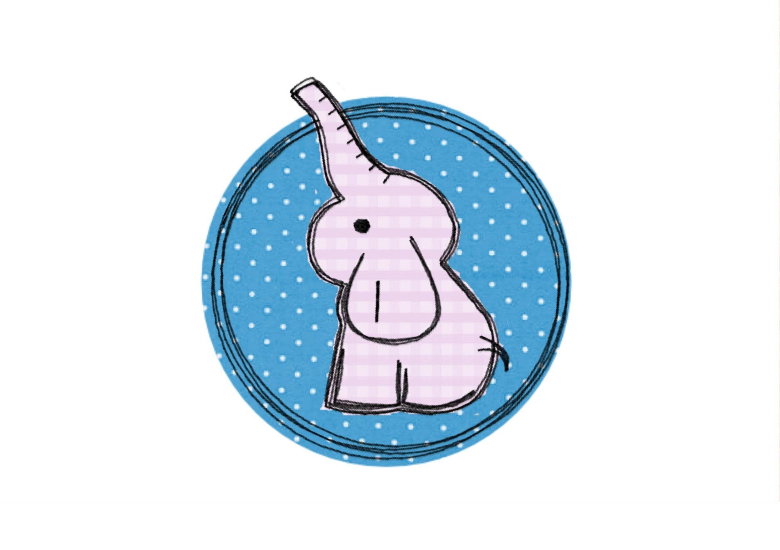 Stickdatei Doodle Button Elefant - Rahmen ab 10 cm x 10 cm, Redwork, Applikation, Aufnäher - Sewando
