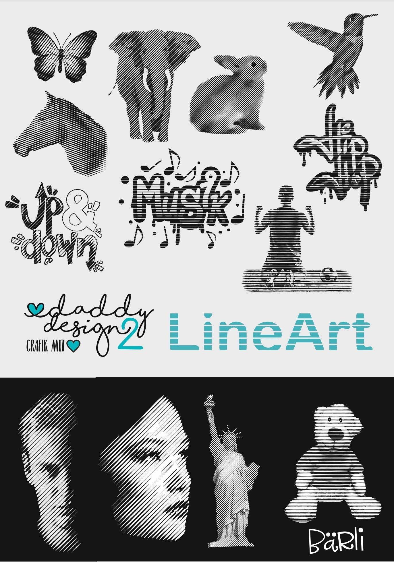 LineArt MegaPack 1 - 13 Dateien, Mega zu Plotten UND LASERN, Plotter und Laser-Datei als SVG und DXF - Sewando