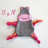 Stickdatei Nilpferd Kuscheltuch ITH für den Rahmen 13 cm x 18 cm, Schmusetuch, Kuscheltier - Sewando