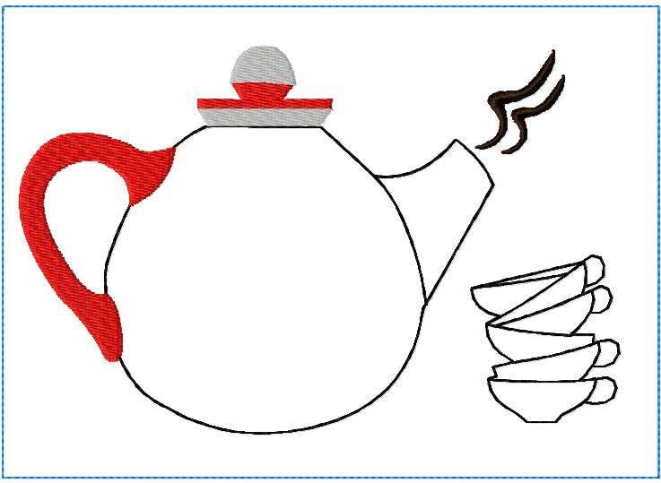 Stickdatei Mug Rug Kanne, 13 cm x 18 cm, Untersetzer, Kanne, Tassenteppich - Sewando
