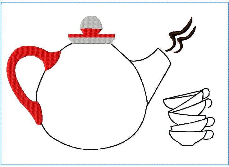 Stickdatei Mug Rug Kanne, 13 cm x 18 cm, Untersetzer, Kanne, Tassenteppich - Sewando