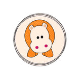 Stickdatei Doodle Button Nilpferd - Rahmen ab 10 cm x 10 cm, Redwork, Applikation, Tier, Aufnäher - Sewando