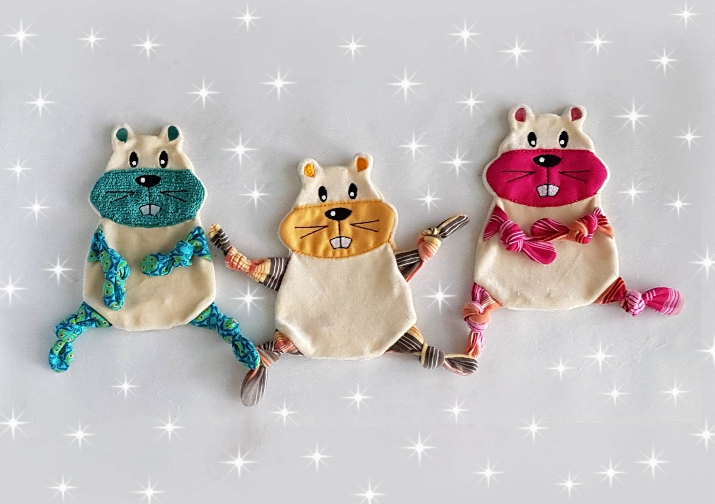 Stickdatei Hamster Kuscheltuch ITH für den Rahmen 13 cm x 18 cm, Schmusetuch, Kuscheltier, Schnuffeltuch, - Sewando