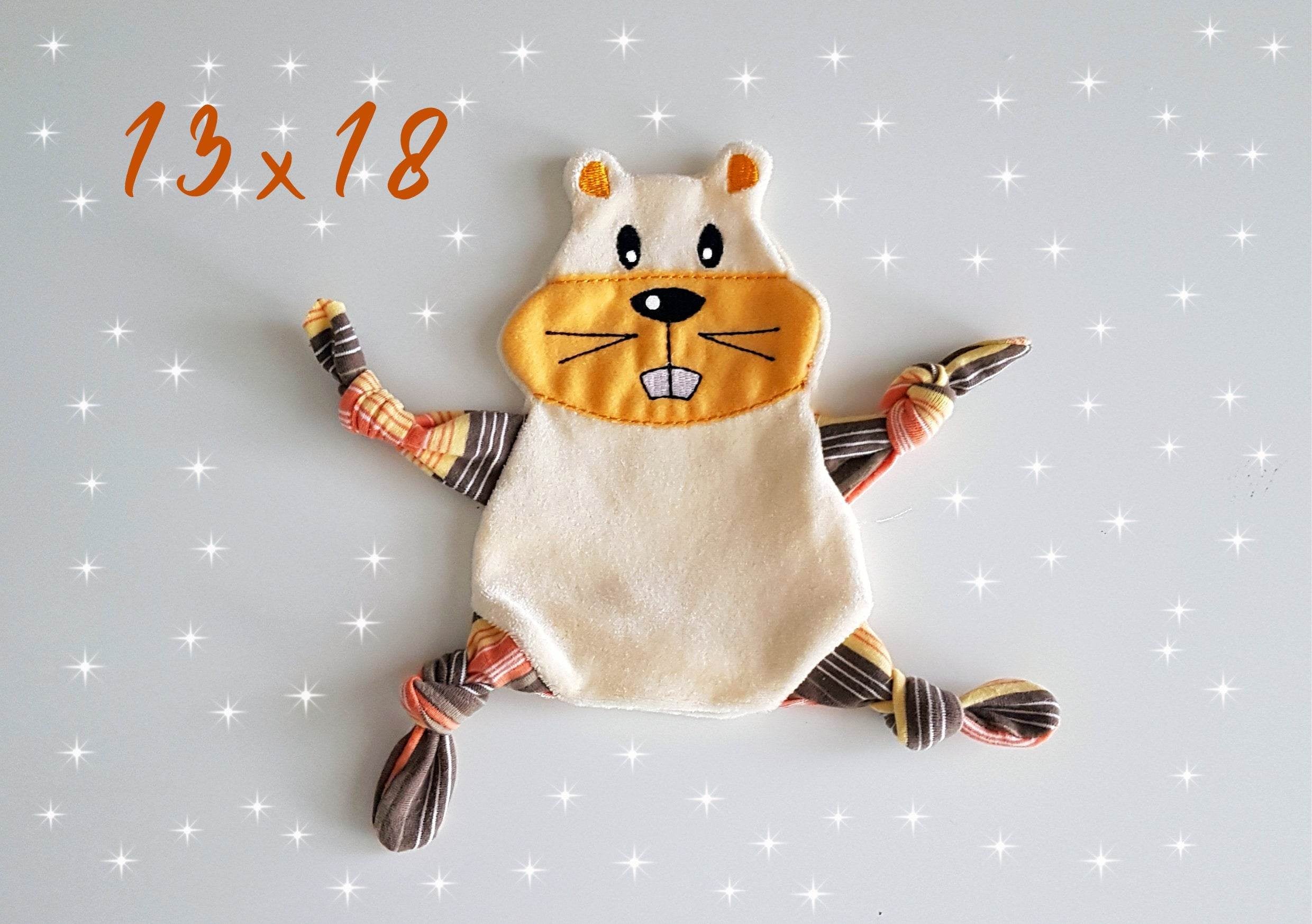 Stickdatei Hamster Kuscheltuch ITH für den Rahmen 13 cm x 18 cm, Schmusetuch, Kuscheltier, Schnuffeltuch, - Sewando