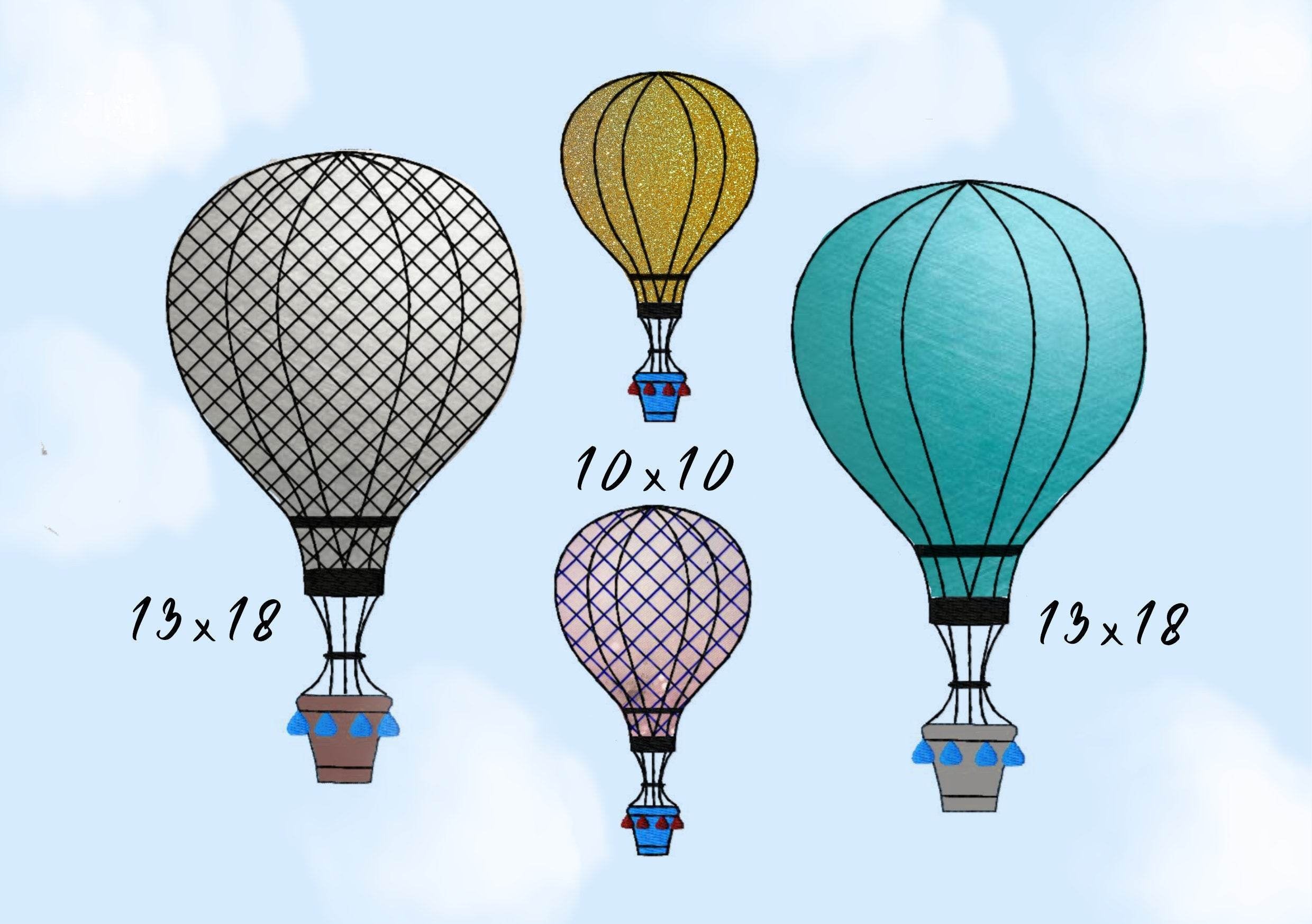 Stickdatei Heißluftballon 2 Größen und Varianten, Applikation - Sewando