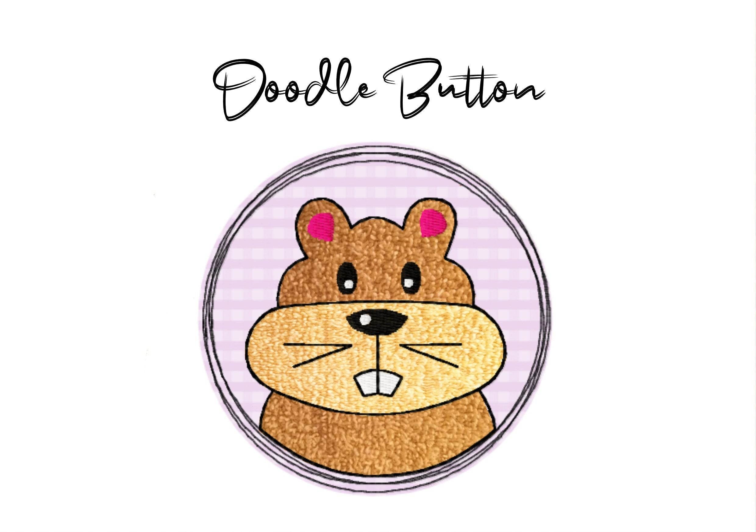 Stickdatei Doodle Button Hamster - Rahmen ab 10 cm x 10 cm, Applikation, Aufnäher, Tier - Sewando