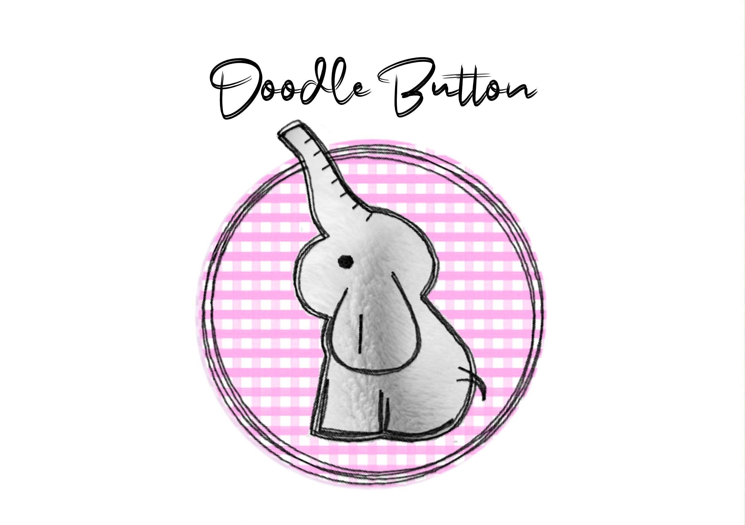 Stickdatei Doodle Button Elefant - Rahmen ab 10 cm x 10 cm, Redwork, Applikation, Aufnäher - Sewando