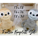 Stickdatei Faultier ITH in drei Größen, Tier, Kind, Kuscheltier, Anhänger, Schmusetier - Sewando