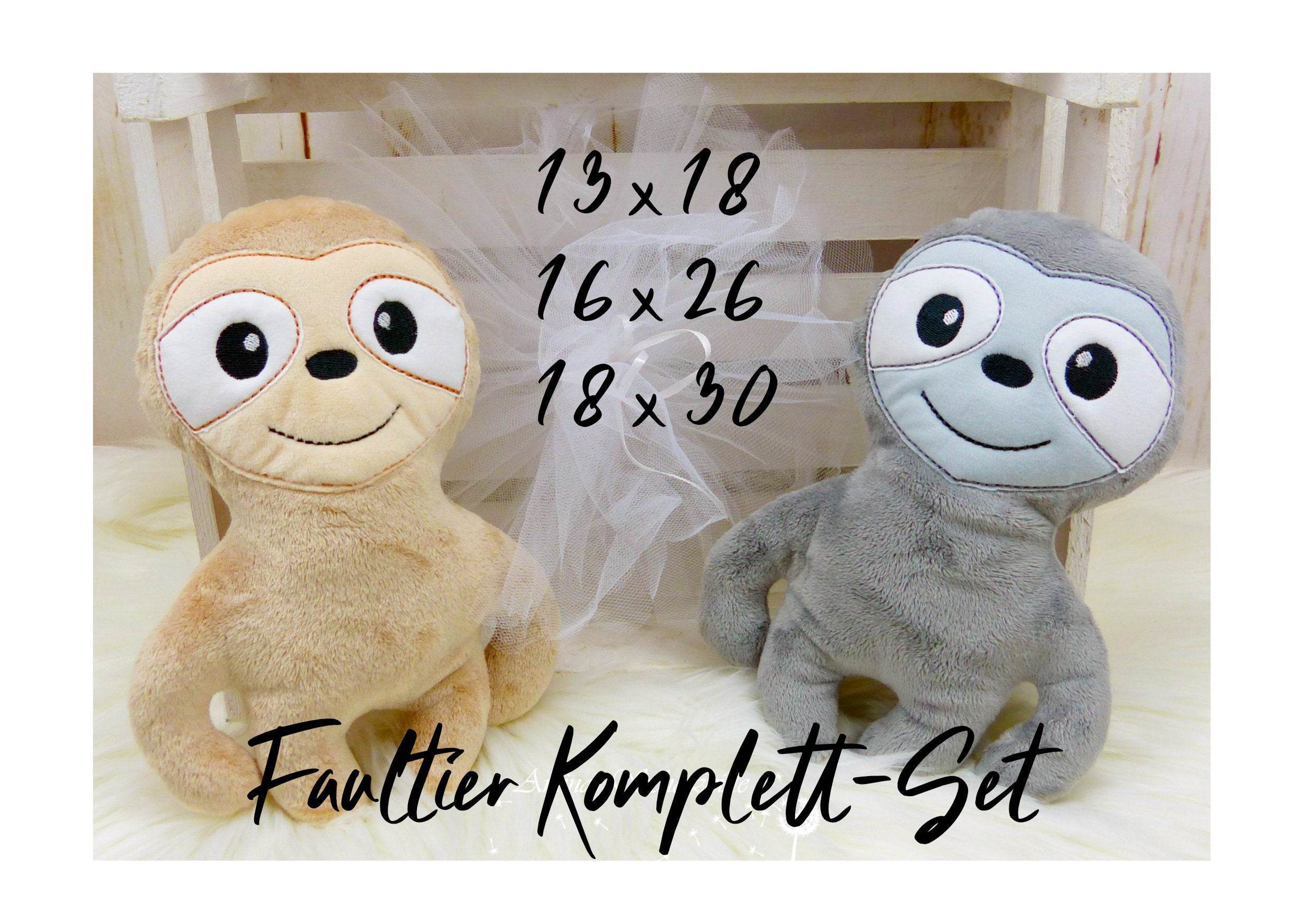 Stickdatei Faultier ITH in drei Größen, Tier, Kind, Kuscheltier, Anhänger, Schmusetier - Sewando