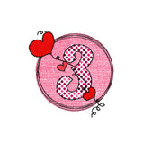 Stickdatei Geburtstags-Zahlen 1 bis 9 - Doodle Button Herz - Sewando