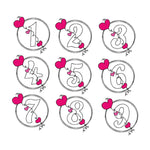Stickdatei Geburtstags-Zahlen 1 bis 9 - Doodle Button Herz - Sewando