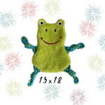 Stickdatei Frosch Kuscheltuch ITH für den Rahmen 13 cm x 18 cm, Kind, Schmusetuch, Kuscheltier - Sewando