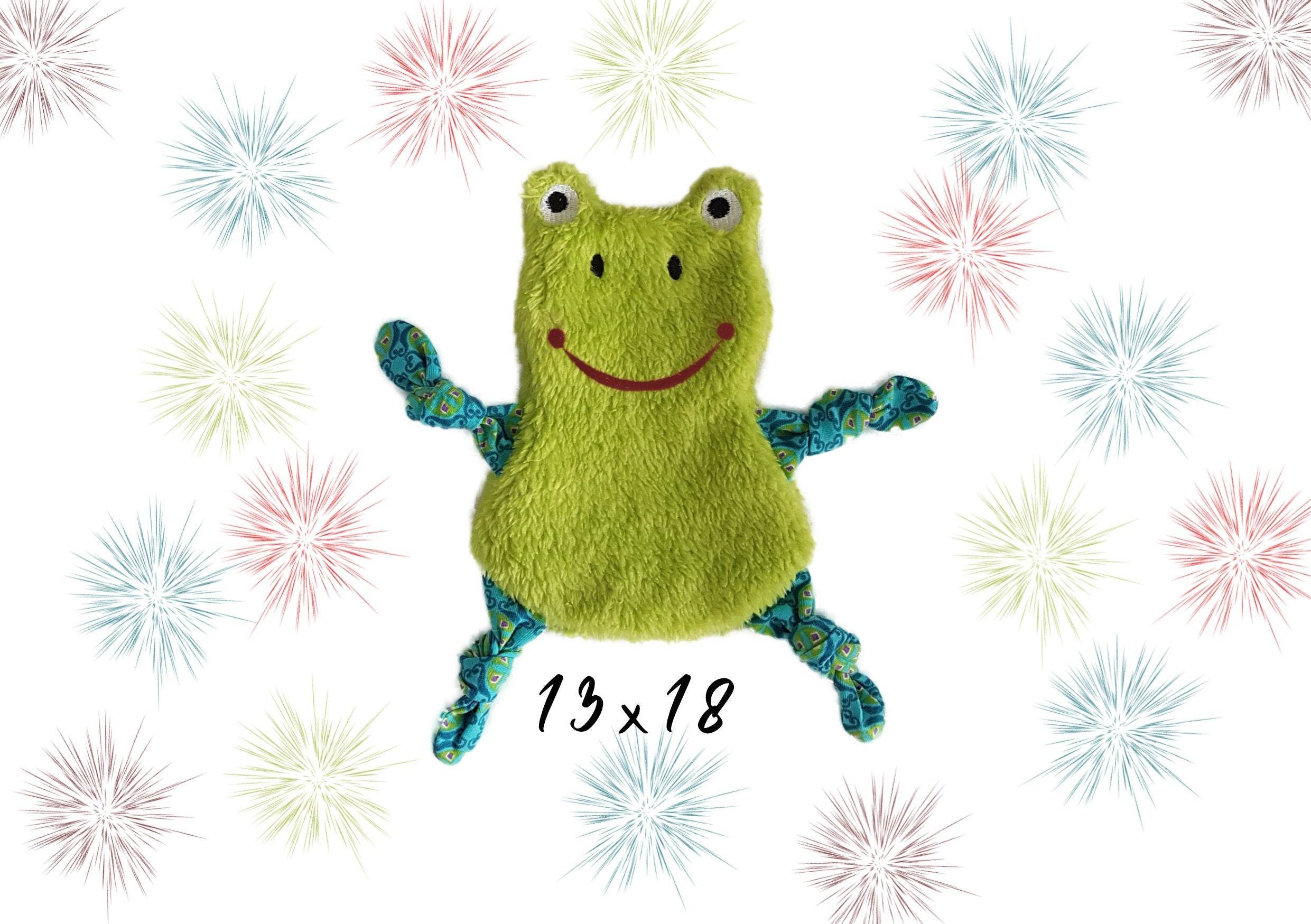 Stickdatei Frosch Kuscheltuch ITH für den Rahmen 13 cm x 18 cm, Kind, Schmusetuch, Kuscheltier - Sewando