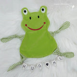 Stickdatei Frosch Kuscheltuch ITH für den Rahmen 13 cm x 18 cm, Kind, Schmusetuch, Kuscheltier - Sewando