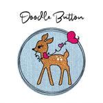 Stickdatei Rehkitz Doodle Button, 2 Größen, Reh, Herz - Sewando