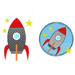 Stickdatei Rakete Doodle Button, 2 Größen, Applikation, Stern, Applikation - Sewando