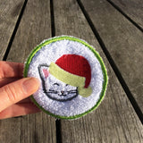 Abschminkpad WeihnachtsKatze Stickdatei ITH 10x10 cm Waschpad Katze Weihnachten Advent Pad Waschlappen - Sewando