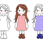 Stickdatei Girl Applikation in vier Größen und drei Varianten, Applikation, Redwork - Sewando