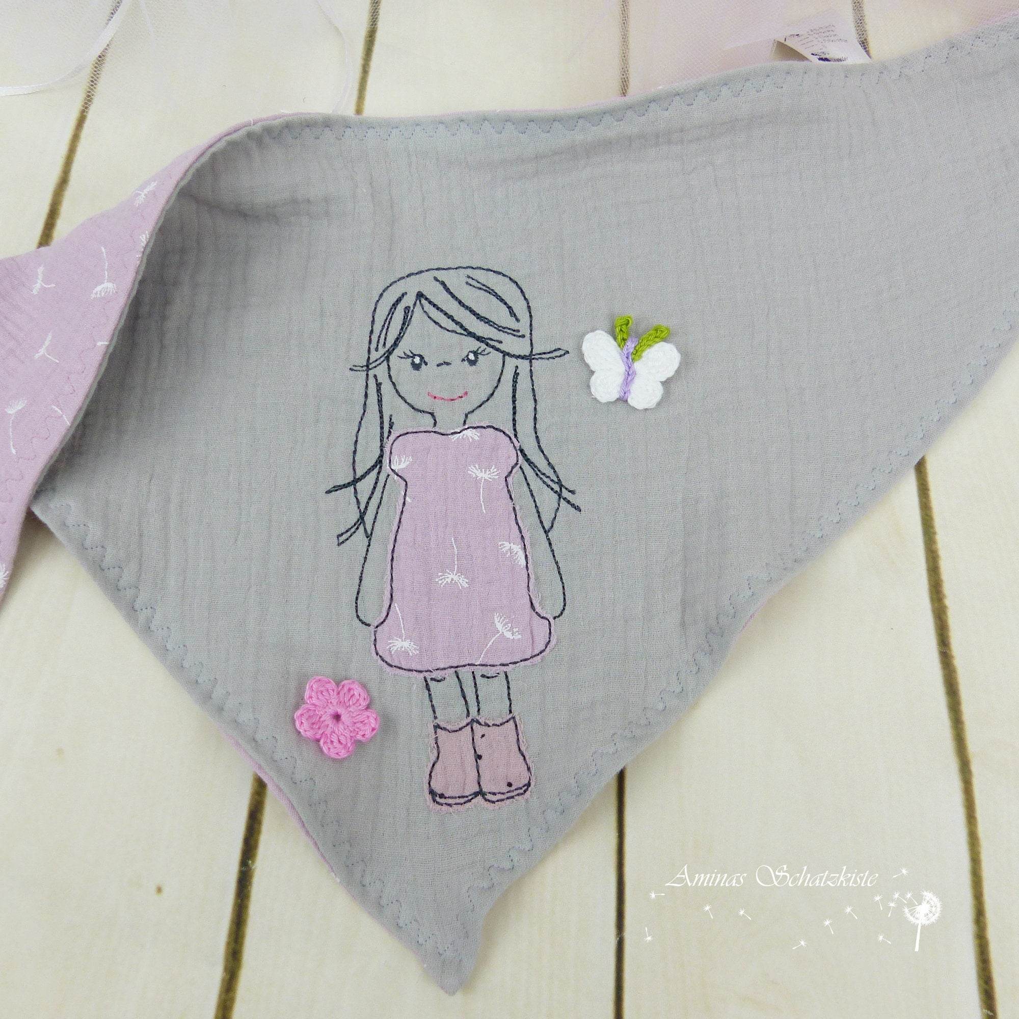 Stickdatei Girl Applikation in drei Varianten Rahmen 13x18 - Sewando