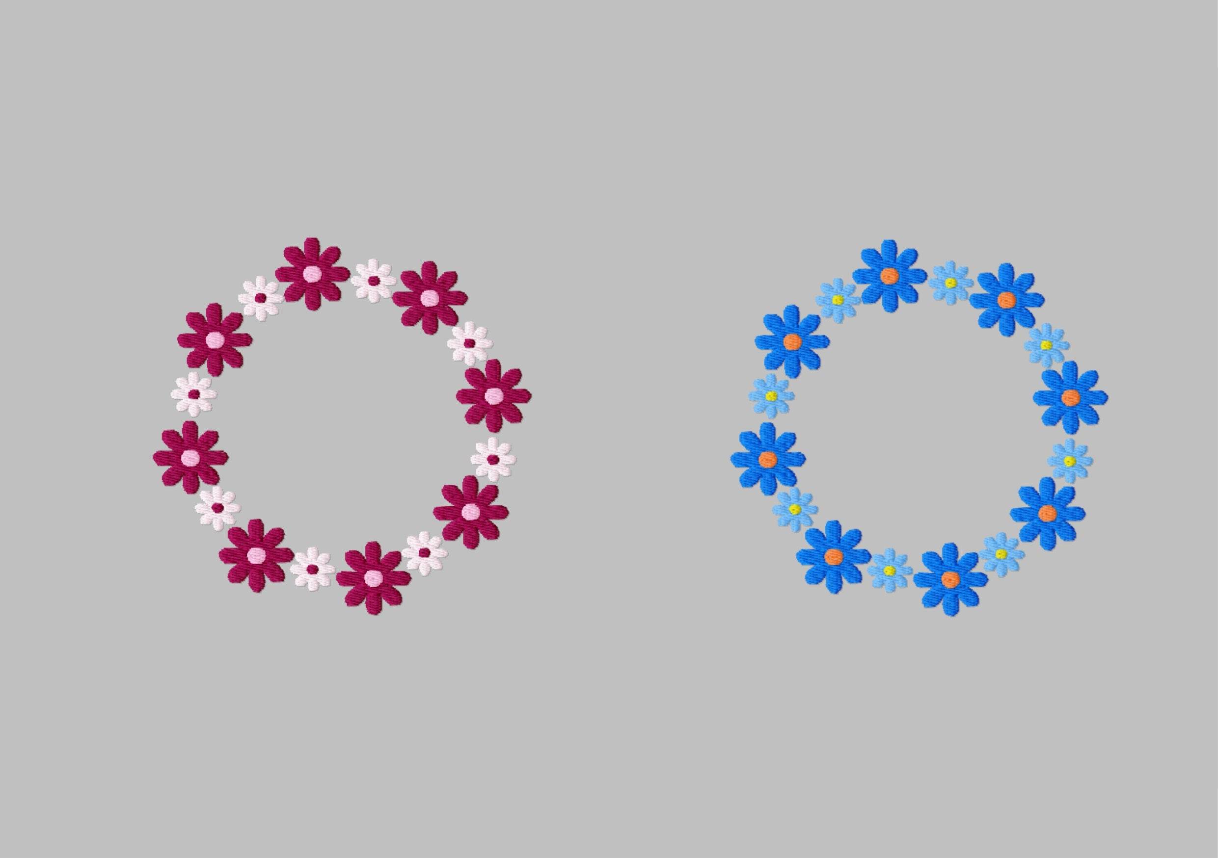Stickdatei Blumenkreis in vier Größen, Gänseblümchen, Kranz, Blüte - Sewando