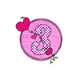 Stickdatei Geburtstags-Zahlen 1 bis 9 - Doodle Button Herz - Sewando