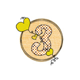 Stickdatei Geburtstags-Zahlen 1 bis 9 - Doodle Button Herz - Sewando