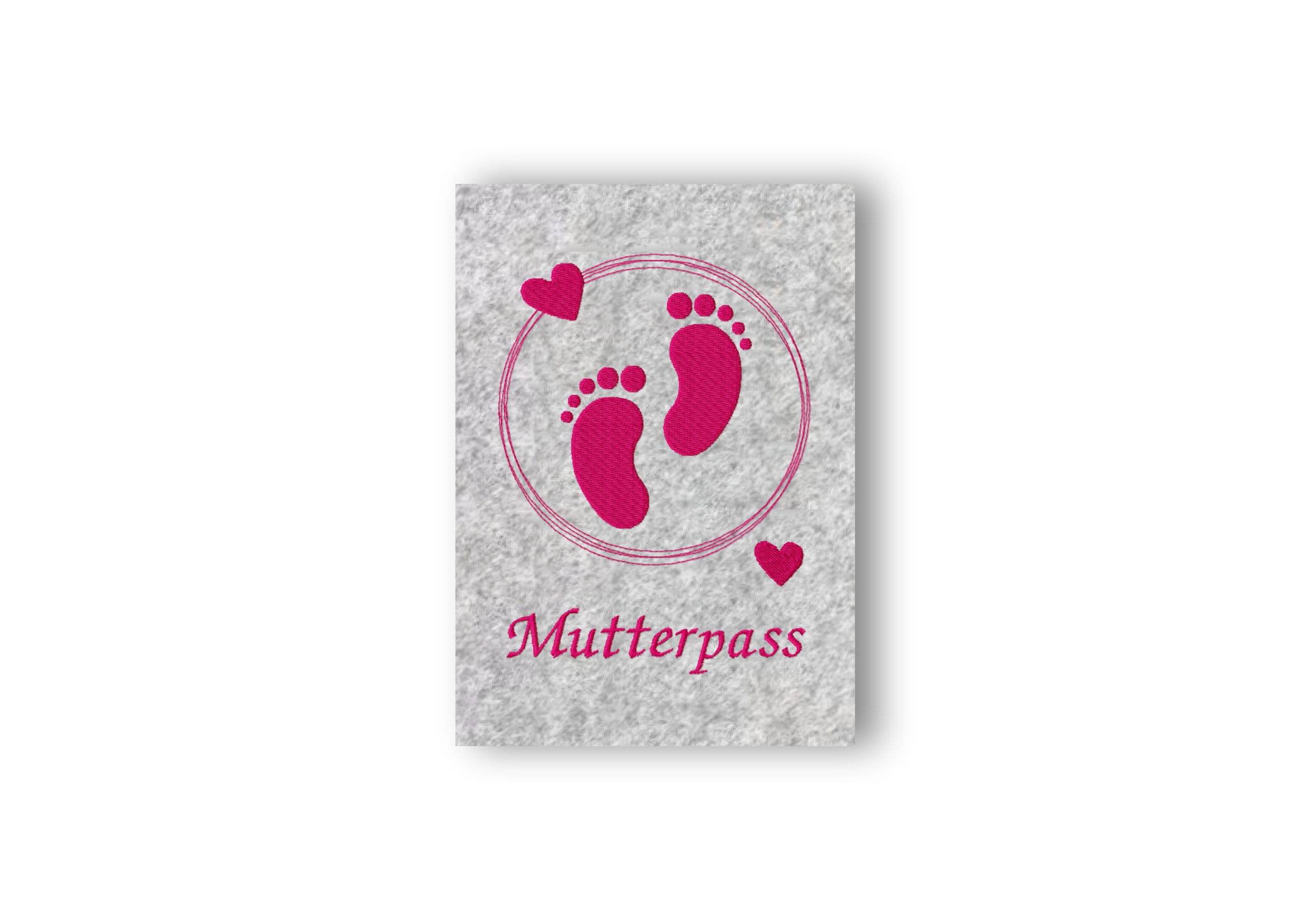 Stickdatei Kleine Füße Mutterpass - Rahmen ab 13 cm x 18 cm, schwanger, Baby, Kind, Mutterpasshülle, sticken, Doddle, Herz - Sewando