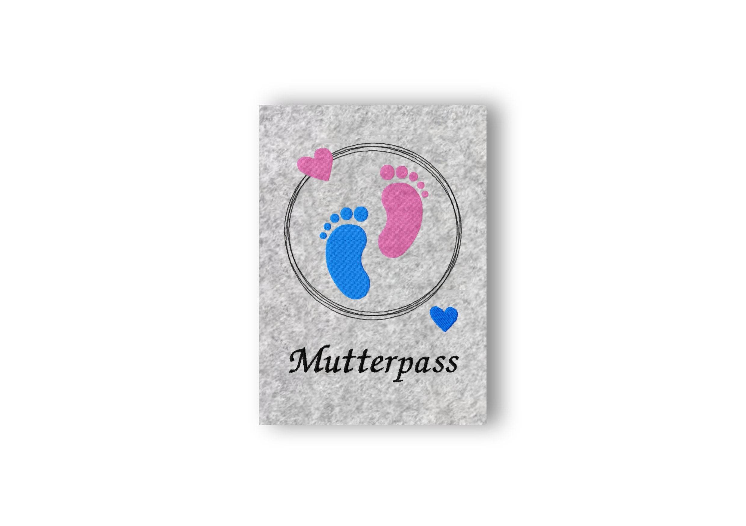 Stickdatei Kleine Füße Mutterpass - Rahmen ab 13 cm x 18 cm, schwanger, Baby, Kind, Mutterpasshülle, sticken, Doddle, Herz - Sewando