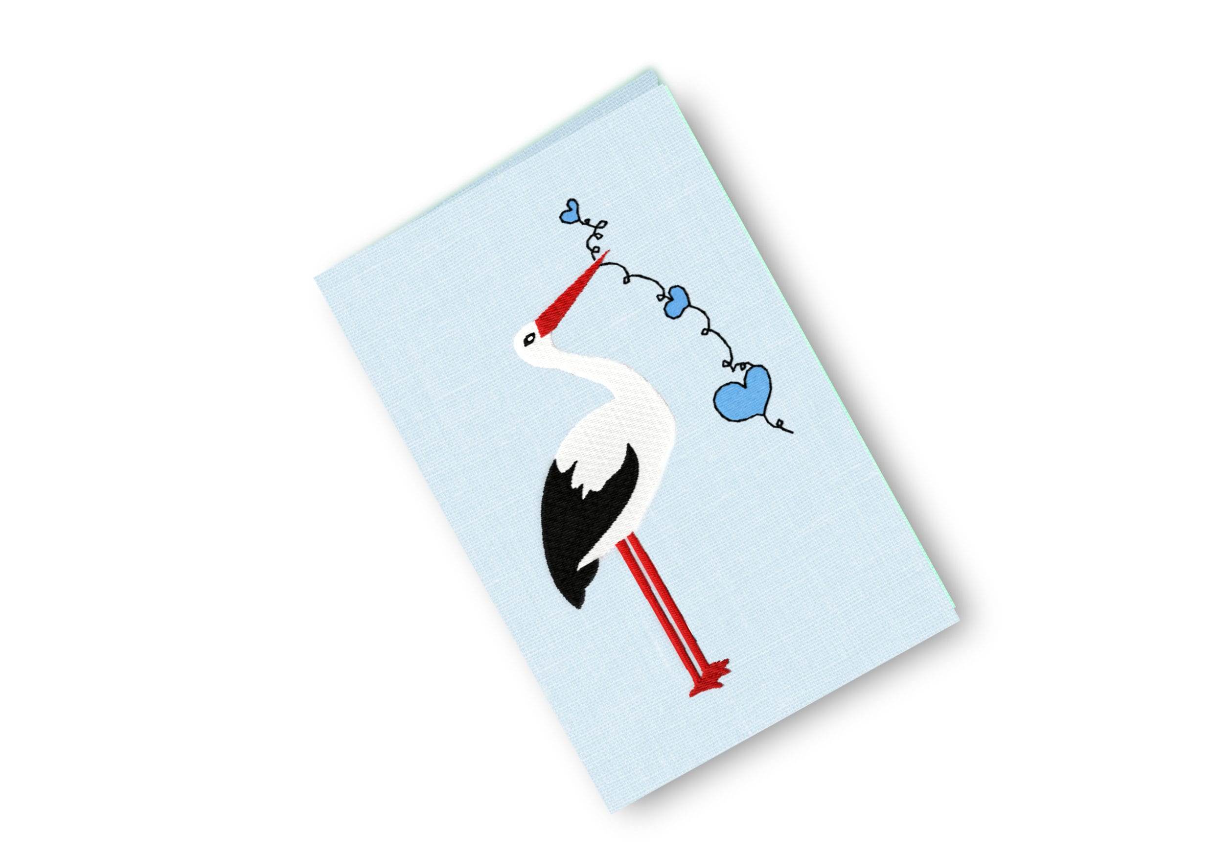 Stickdatei Storch - zwei Größen, Rahmen 10x10 und 13x18, Stickdesign, stork, Herz, heart - Sewando