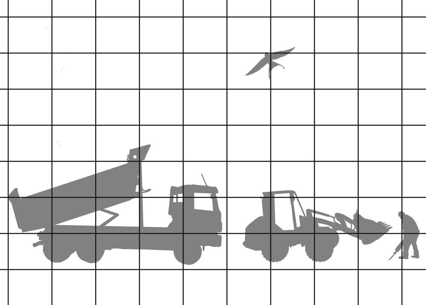 BAUSTELLE - MULTIPLOTT Das Baustellen / Fahrzeuge / Arbeiter Komplett Set, vom Tee-Licht bis Wand-Tattoo alles in einem Paket, Plotter und Laser-Datei als SVG und DXF - Sewando