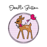 Stickdatei Rehkitz Doodle Button, 2 Größen, Reh, Herz - Sewando