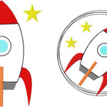 Stickdatei Rakete Doodle Button, 2 Größen, Applikation, Stern, Applikation - Sewando
