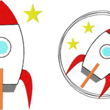 Stickdatei Rakete Doodle Button, 2 Größen, Applikation, Stern, Applikation - Sewando