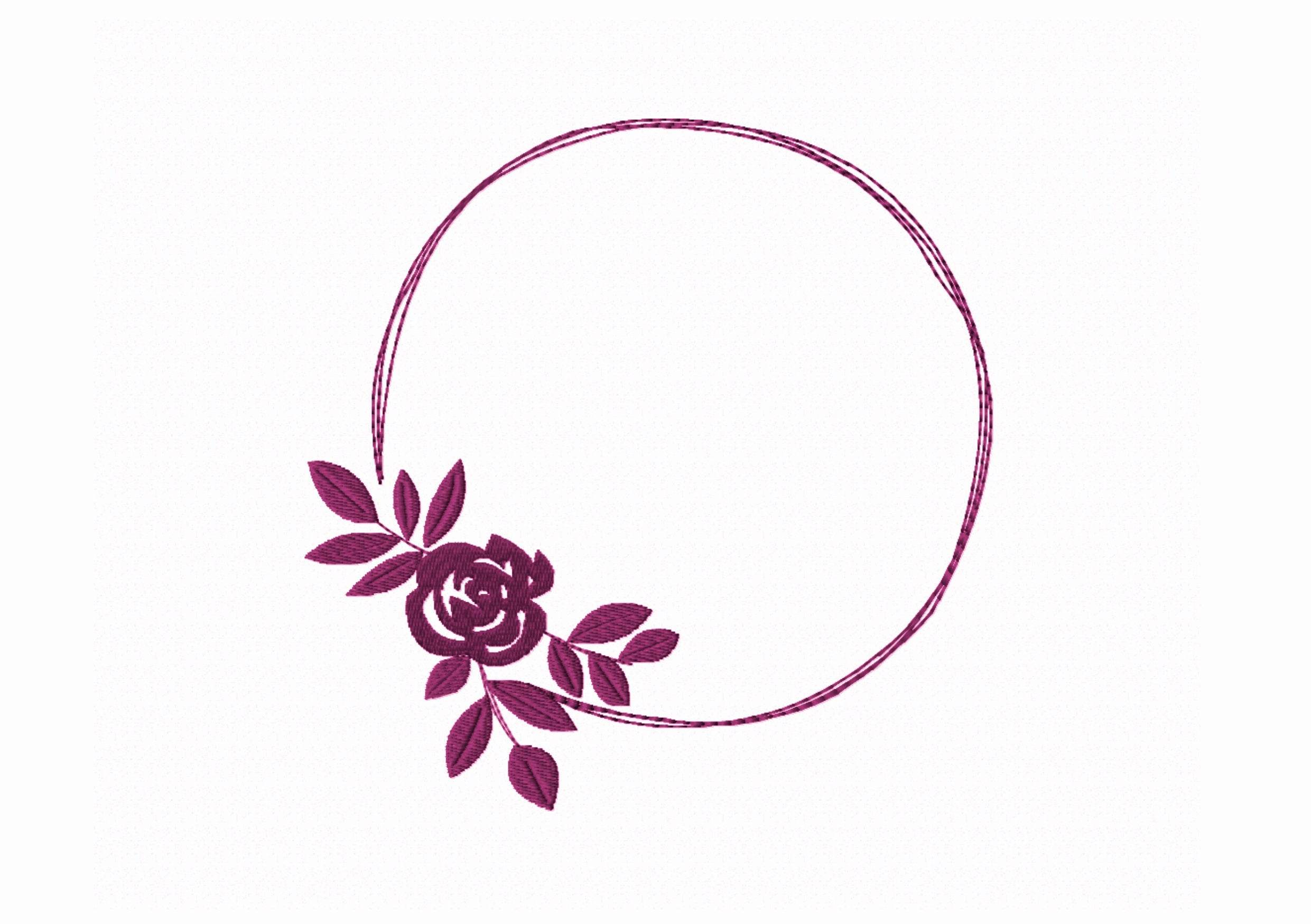Stickdatei Blumenkreis Rose in vier Größen, sticken, Kranz, Blüte, Rose, Blume, Stickmuster - Sewando