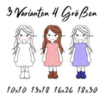 Stickdatei Girl Applikation in vier Größen und drei Varianten, Applikation, Redwork - Sewando